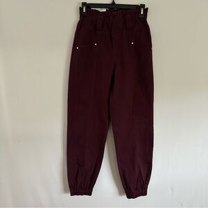 Frayed Paper Bag-gy Jogger Pants In Winetasting Size 25